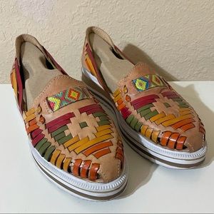 Huarache Artesanal Mexican Platform Leather Sandals Size 9